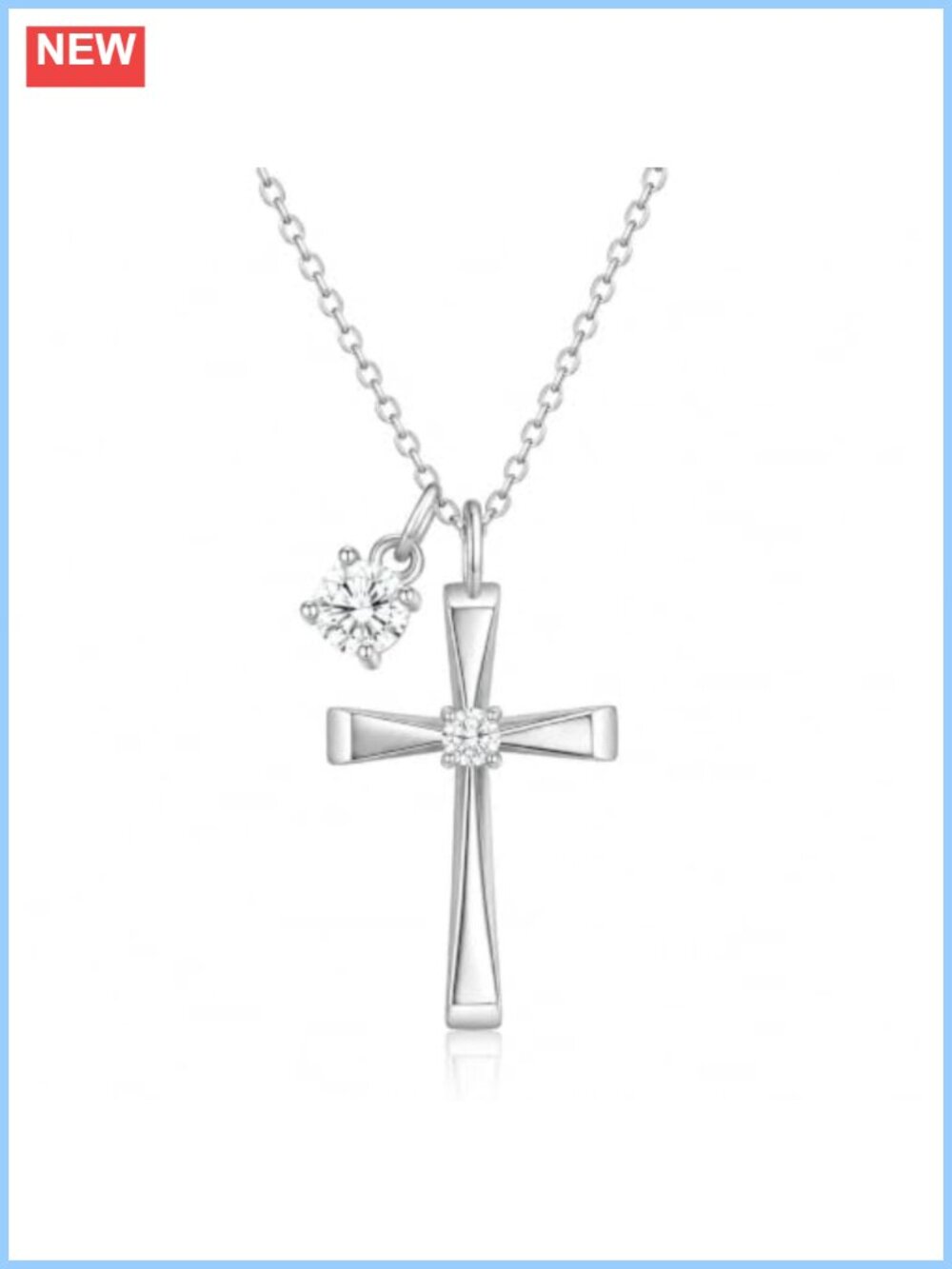 Moissanite Cross Necklace 925 Sterling Silver Round Pendant Women Jewelry